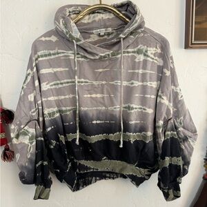 YOUNG FABULOUS & BROKE GREEN BLACK GRAY TIE DYE HOODIE S/M
